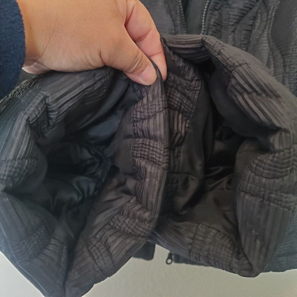 Jeff Gallano Quilted Jacket Blazer Full Zip Black Ruffles Pockets Size 3 Large - Picture 9 of 13